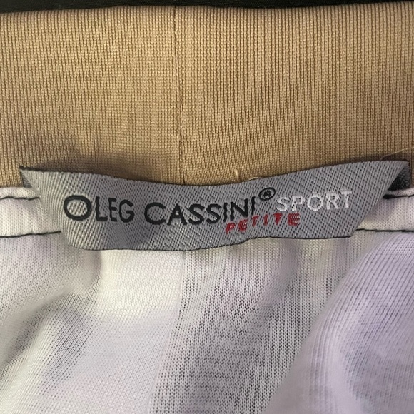Oleg Cassini Sport Track Jacket and Pants Set in Black Tan Size Petite M/L - Picture 11 of 16